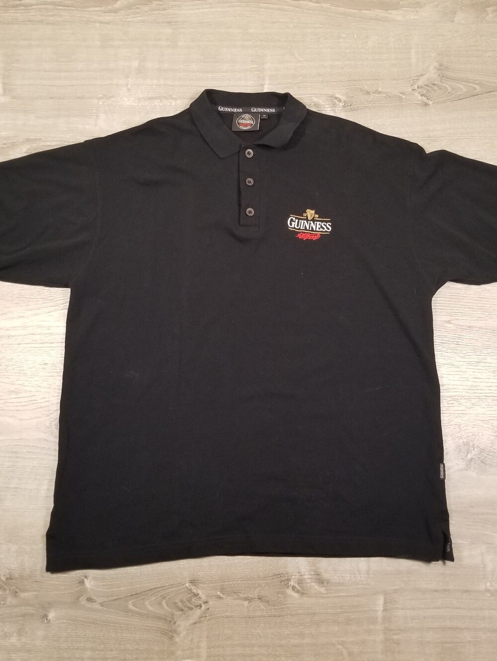 Guinness Beer Official Short Sleeve Polo Shirt Mens Size XXL Black Casual
